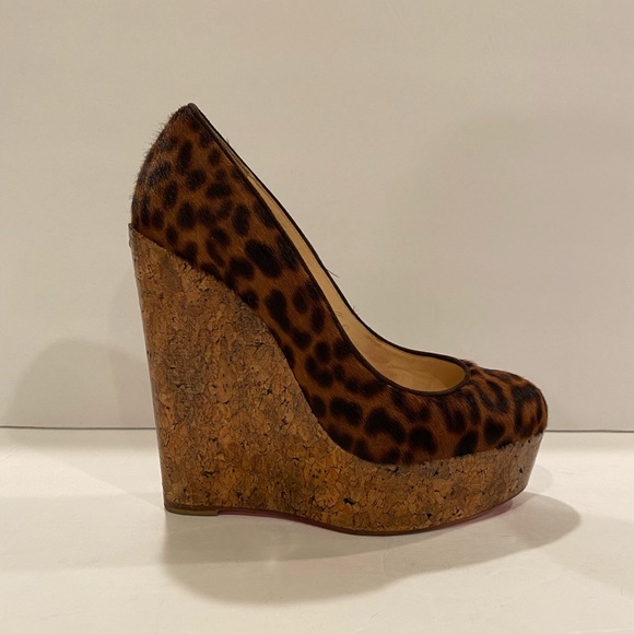 Christian Louboutin coroclic wedge leopard pumps
